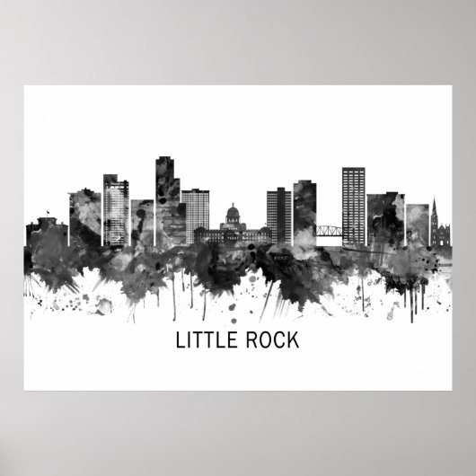 Little Rock Arkansas Skyline BW Poster (Vorne)
