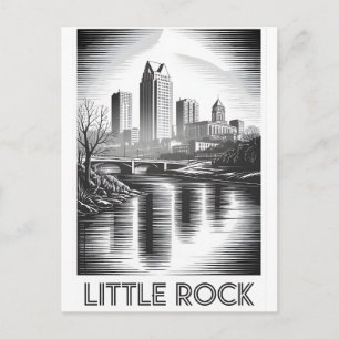 Little Rock Arkansas Skyline Schwarz Weiß Holzschn Feiertagspostkarte