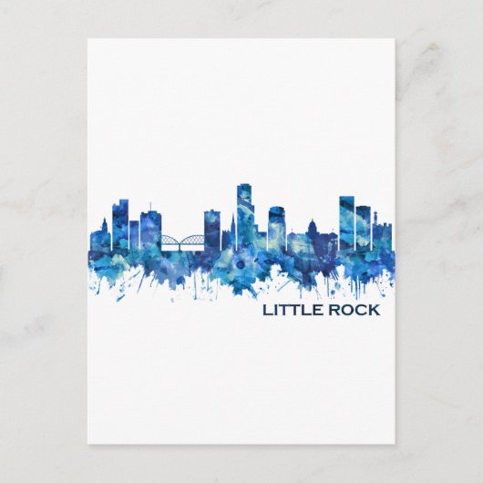 Little Rock Skyline Blue Einladungspostkarte (Vorderseite)