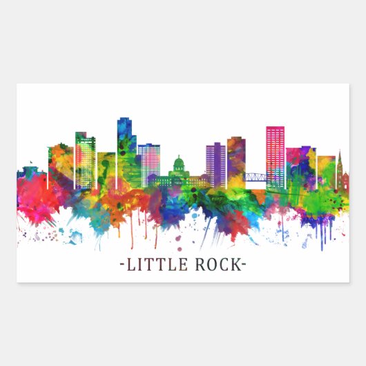 Little Rock Skyline Rechteckiger Aufkleber (Vorderseite)