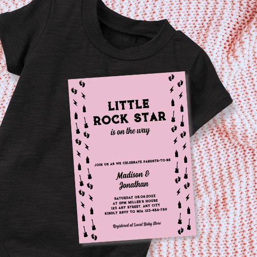 Little Rock Star Gitarre Rock'n'Roll Baby Dusche Einladung