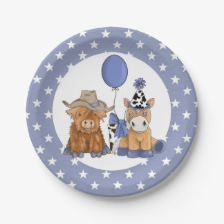 Little Rodeo Geburtstagsparty Plate - Blau Pappteller