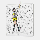 Little Rollerblader Girl Keramikornament (Links)