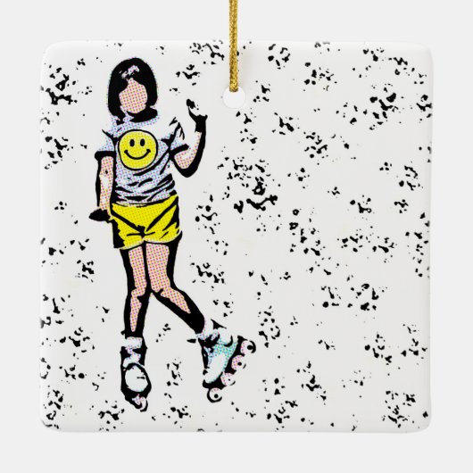 Little Rollerblader Girl Keramikornament (Rückseite)