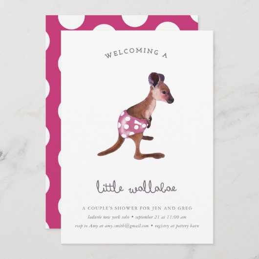 Little Roo in Himbeere Einladung (Vorne/Hinten)