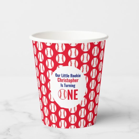 Little Rookie Baseball 1. Geburtstag Pappbecher (Vorderseite)