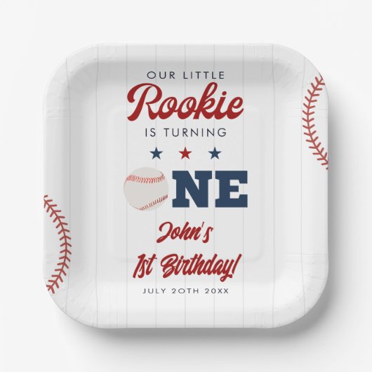 Little Rookie Baseball 1. Geburtstag Pappteller (Vorderseite)