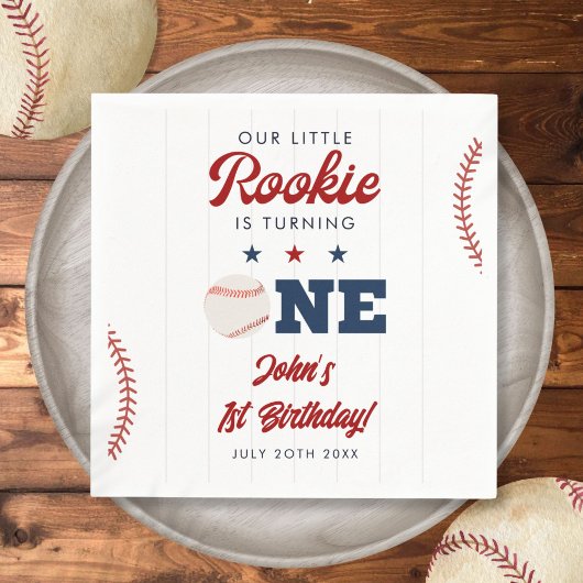 Little Rookie Baseball 1st Birthday Serviette