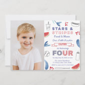 Little Rookie Baseball 4. Geburtstag Party Einladung (Vorderseite)