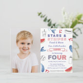 Little Rookie Baseball 4. Geburtstag Party Einladung (Stehend Vorderseite)