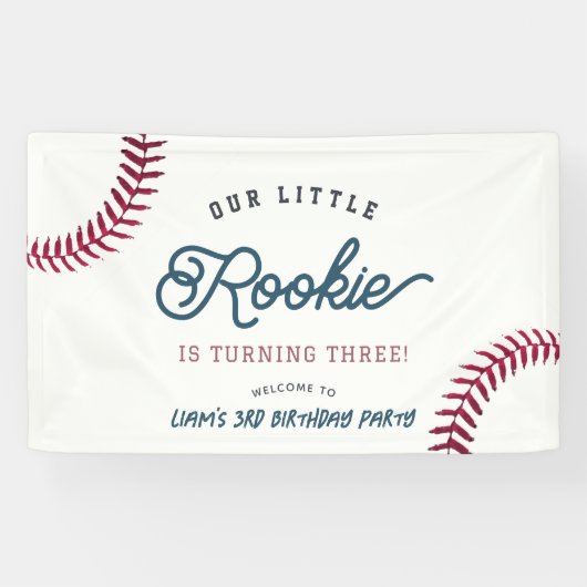 Little Rookie Baseball Boy Birthday Willkommen Banner (Horizontal)