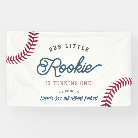 Little Rookie Baseball Junge 1. Geburtstag Willkom Banner (Horizontal)