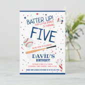 Little Rookie Batter Up Blue Baseball Geburtstag Einladung (Stehend Vorderseite)