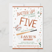 Little Rookie Batter Up Brown Baseball Geburtstag Einladung (Vorderseite)