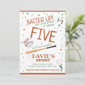 Little Rookie Batter Up Brown Baseball Geburtstag Einladung (Stehend Vorderseite)