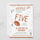 Little Rookie Huddle Up Brown Football Geburtstag Einladung (Vorderseite)