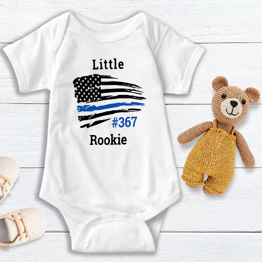 Little Rookie Personalisiert Thin Blue Line Police Baby Strampler