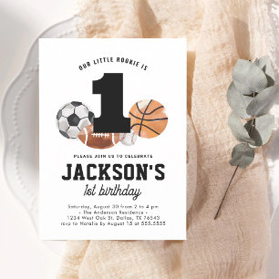 Little Rookie Sports 1. Geburtstag Einladung