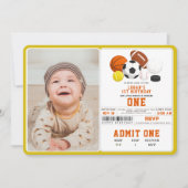 Little Rookie Sports 1st Birthday | Fun All-Star  Einladung (Vorderseite)