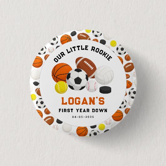 Little Rookie Sports 1st Birthday Party | All-Star Button (Vorderseite)