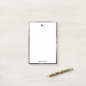 Little Rose Gold Marble Bird & Border on White Post-it Klebezettel (Auf Schreibtisch)