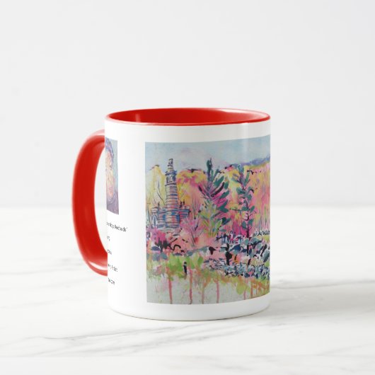 Little Roundtop Redbuds Gemälde / Larry Lerew Tasse (Vorderseite Links)