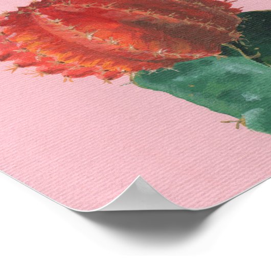 Little Ruby Ball Cactus Acrylic Painting Poster (Ecke)