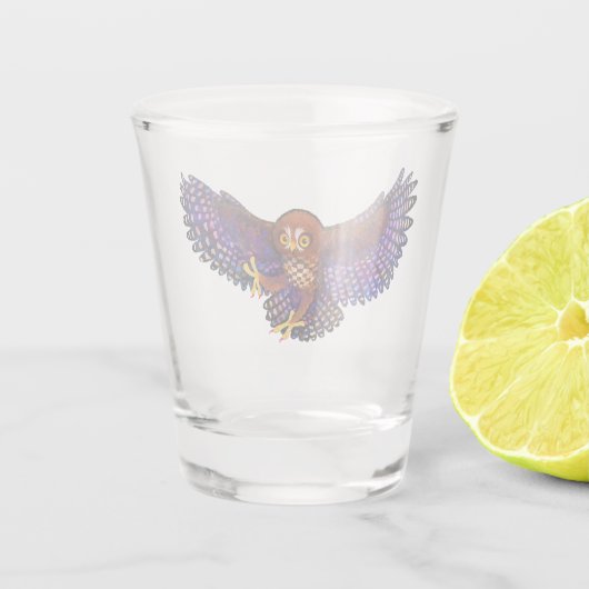 Little Ruru Morepork Owl Schnapsglas (Rückseite)