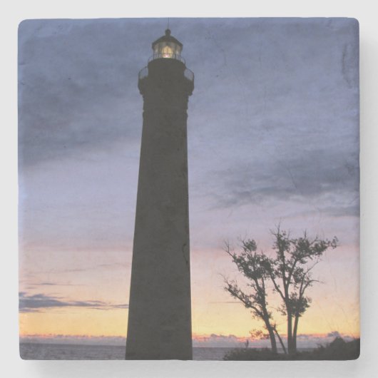 Little Sable Point Lighthouse Steinuntersetzer (Vorderseite)