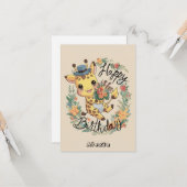 Little Safari Giraffe Geburtstag Karte (Vorderseite/Rückseite Beispiel)