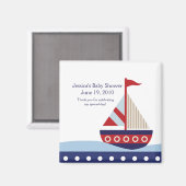 Little Sailboat Navy Baby Shower Magnet Gefallen (Vorderseite/Rückseite)