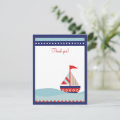 Little Sailboat Navy Naut 4x5 Flat Vielen Dank, da Dankeskarte (Stehend Vorderseite)