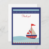 Little Sailboat Navy Naut 4x5 Flat Vielen Dank, da Dankeskarte (Vorne/Hinten)