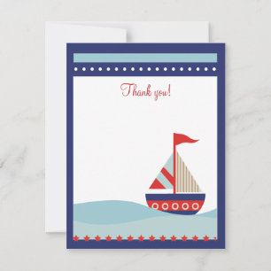 Little Sailboat Navy Naut 4x5 Flat Vielen Dank, da Mitteilungskarte
