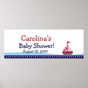 Little Sailboat Personalisiert Baby Shower Banner Poster
