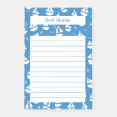 Little Sailboats Muster Blau KUSTOMIZE IT Notepad Post-it Klebezettel (Vorderseite)