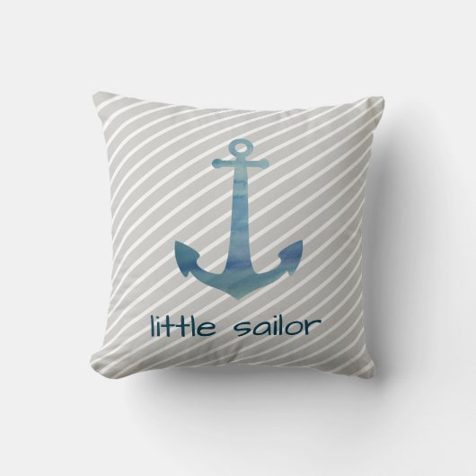 Little Sailor Anchor Nautical Stripe Pillow Kissen (Vorderseite)
