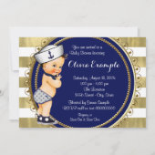 Little Sailor Boy Nautical Baby Shower Einladung (Rückseite)