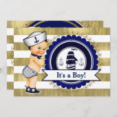 Little Sailor Boy Nautical Baby Shower Einladung (Vorne/Hinten)
