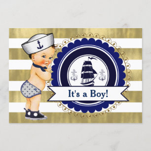 Little Sailor Boy Nautical Baby Shower Einladung