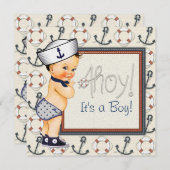 Little Sailor Boy Nautical Baby Shower Einladung (Vorne/Hinten)
