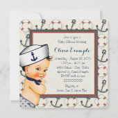 Little Sailor Boy Nautical Baby Shower Einladung (Rückseite)