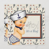 Little Sailor Boy Nautical Baby Shower Einladung (Vorne/Hinten)