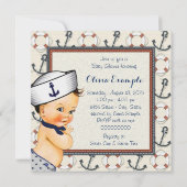 Little Sailor Boy Nautical Baby Shower Einladung (Rückseite)