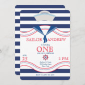 Little Sailor Erstgeburtstag Einladungen (Vorne/Hinten)