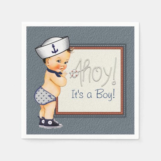 Little Sailor Nautical Baby Shower Serviette (Vorderseite)