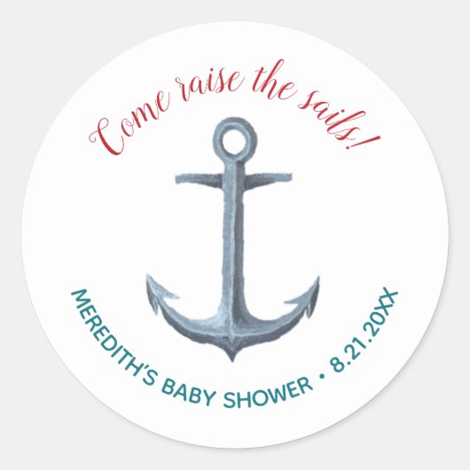Little Sailor Nautical Baby Shower Sticker (Vorderseite)