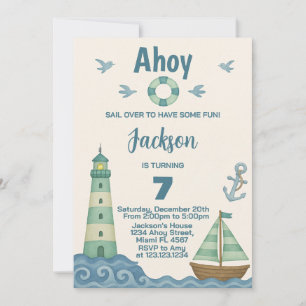 Little Sailor Nautical Birthday Einladung
