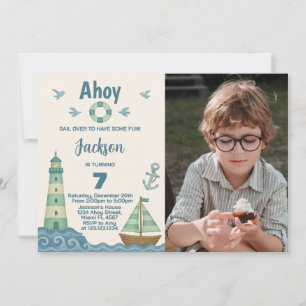 Little Sailor Nautical Birthday Einladung