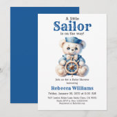 Little Sailor Nautical Blue Bear Boy Baby Dusche Einladung (Vorne/Hinten)